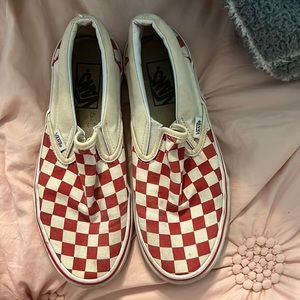 Red and white checkered vans